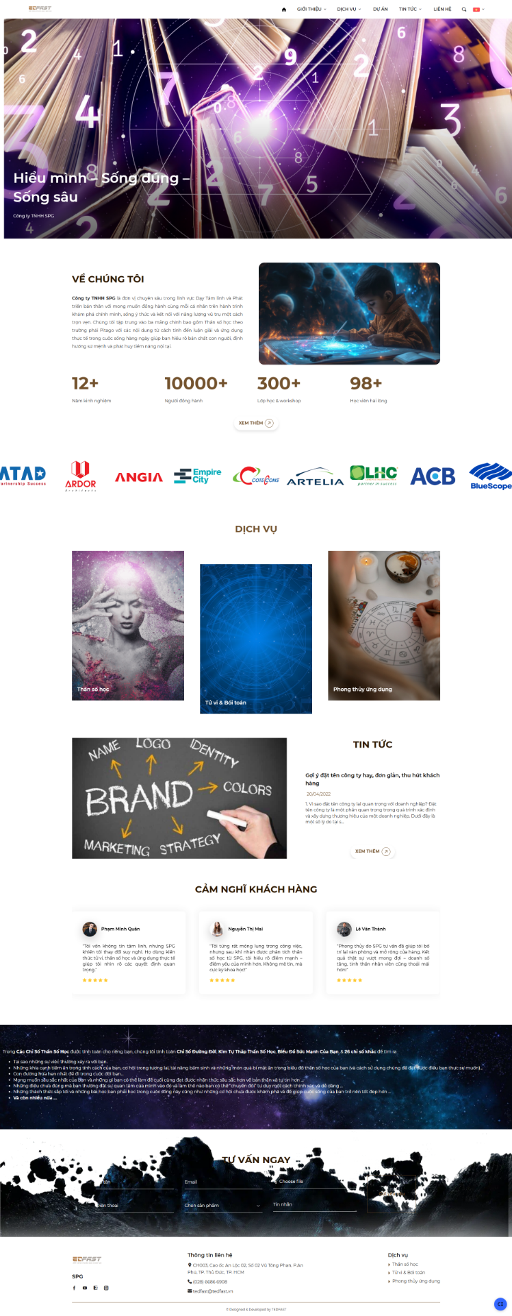 Website cho công ty Dạy Tâm linh & Phát triển bản thân EFT-SPG