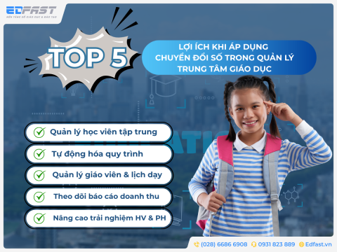 TOP 5 LỢI ÍCH KHI ÁP DỤNG CHUYỂN ĐỔI SỐ TRONG QUẢN LÝ TRUNG TÂM GIÁO DỤC